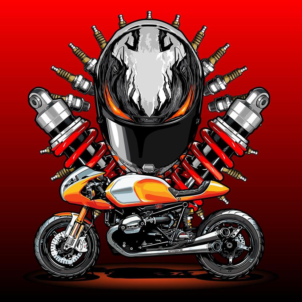 arancia sport motocicletta lato Visualizza vettore