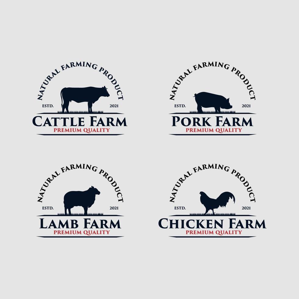 impostato di animali azienda agricola premio qualità logo design vettore