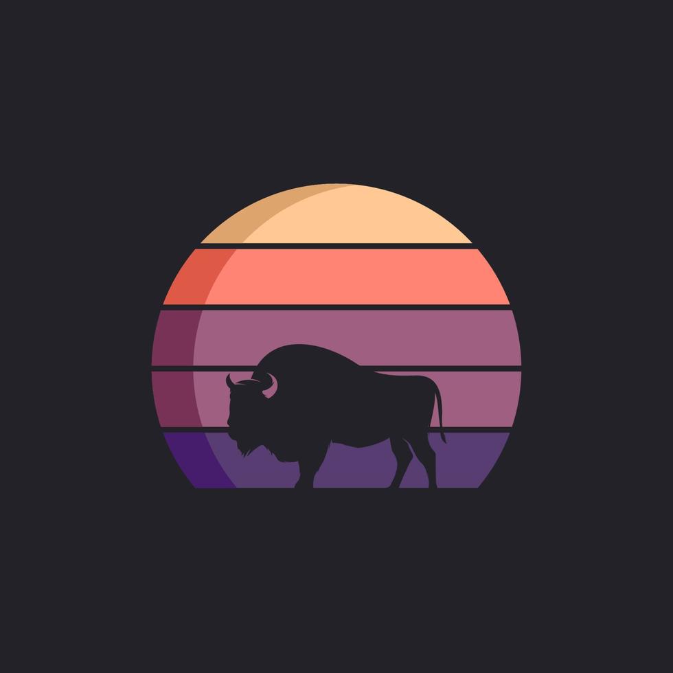 grande selvaggio bisonte semplice piatto logo design concetto vettore