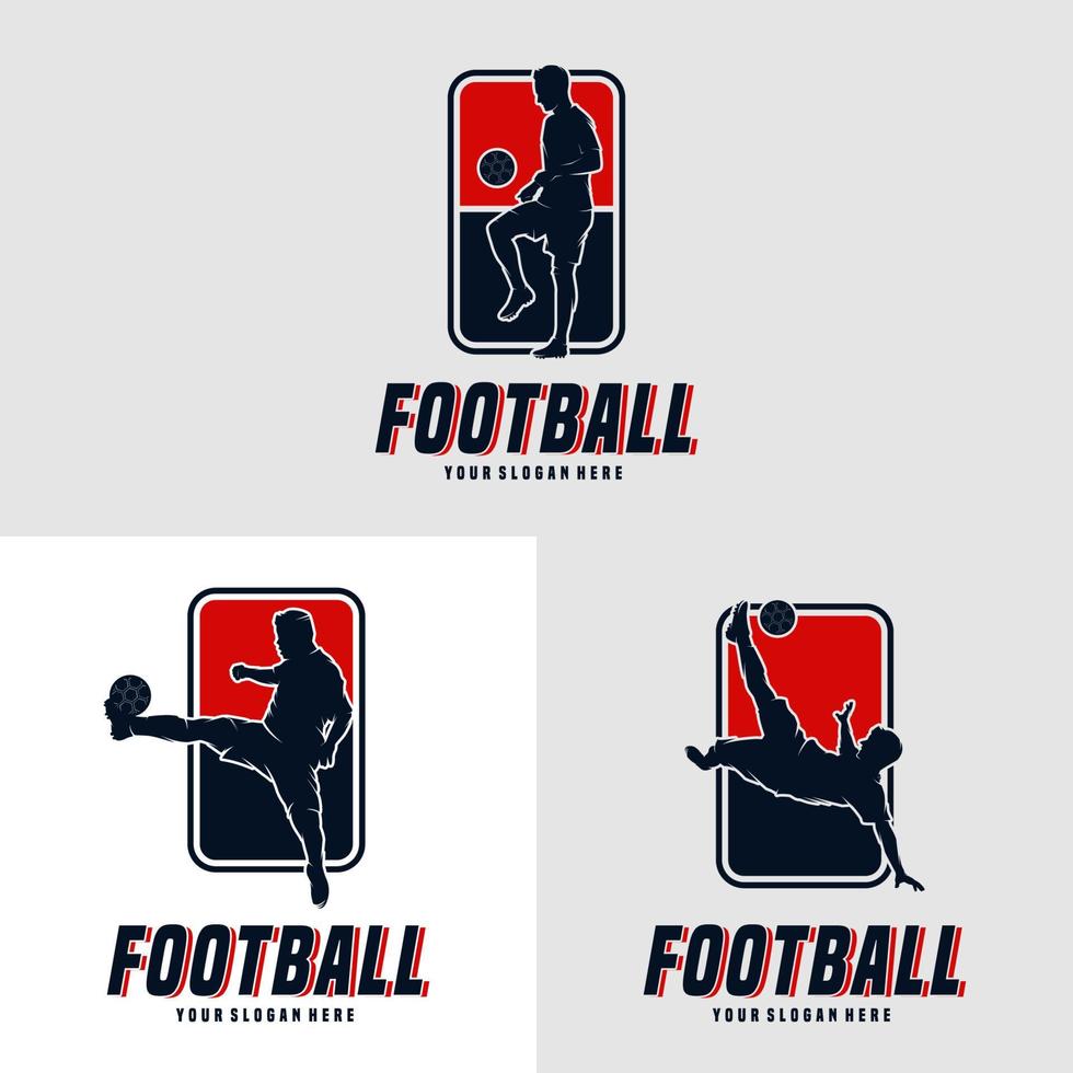 impostato di calcio giocatore uomo logo design vettore