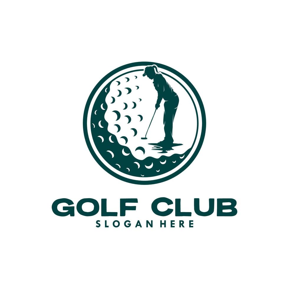 donna golf club logo modello design vettore