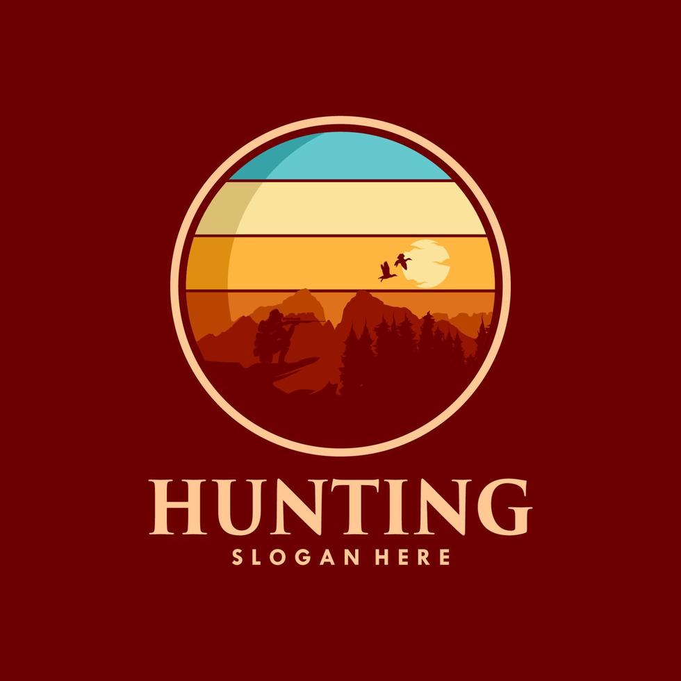 a caccia montagna logo design modello vettore
