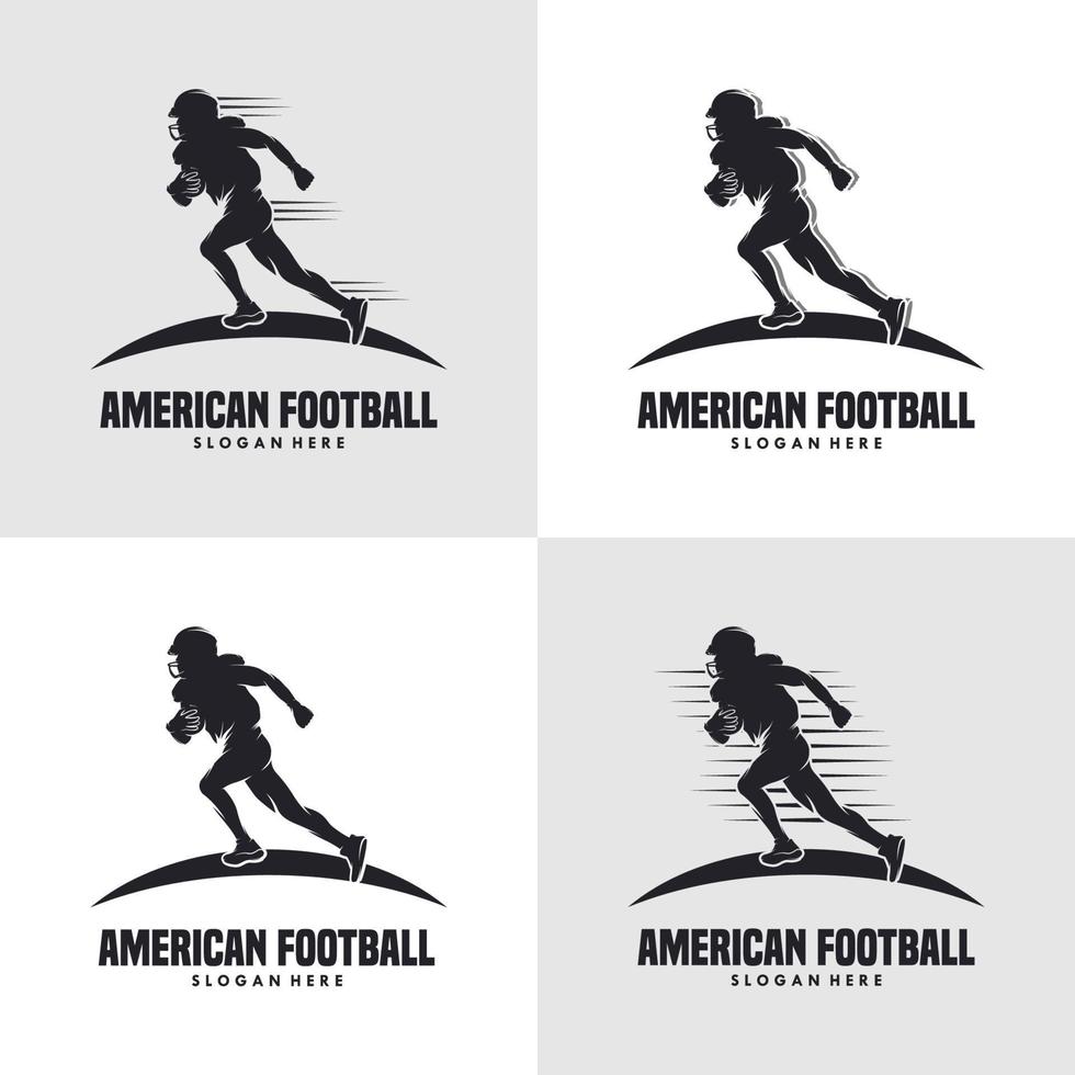 in esecuzione americano calcio giocatore logo silhouette americano calcio logo vettore