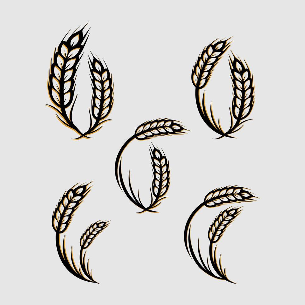 silhouette di Grano grano logo design vettore