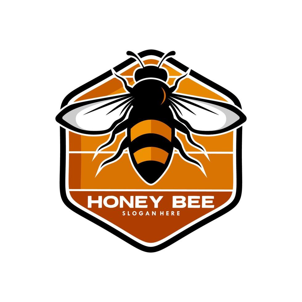 concetto di design del logo dell'ape del miele vettore