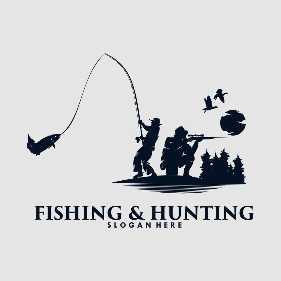 a caccia e pesca logo design modello vettore