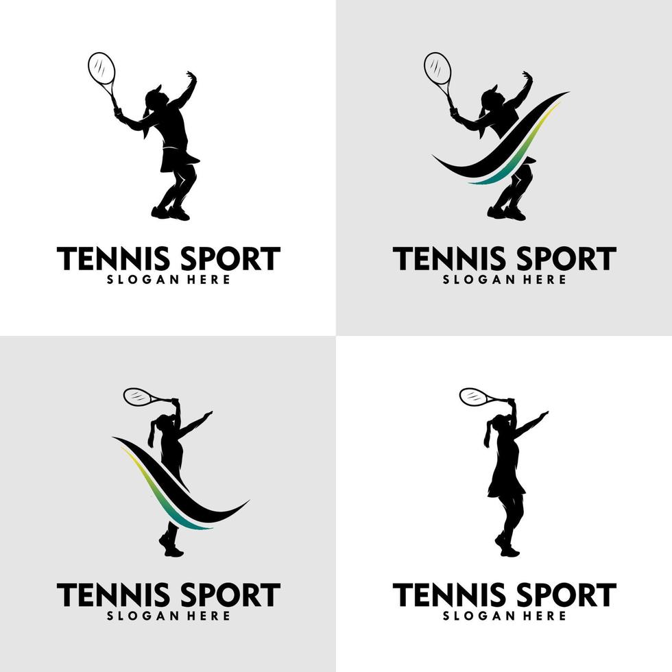 impostato di tennis logo modello vettore illustrazione design