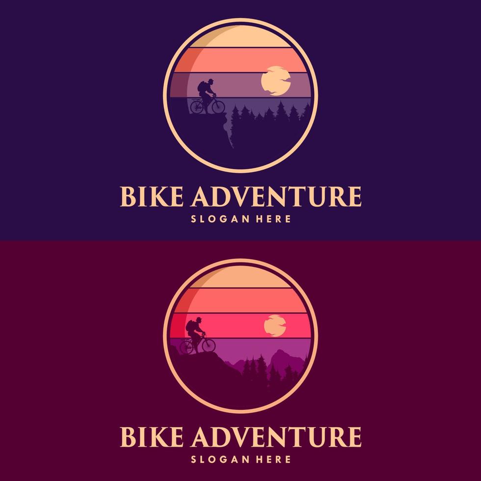 avventura bicicletta montagna strada logo design vettore