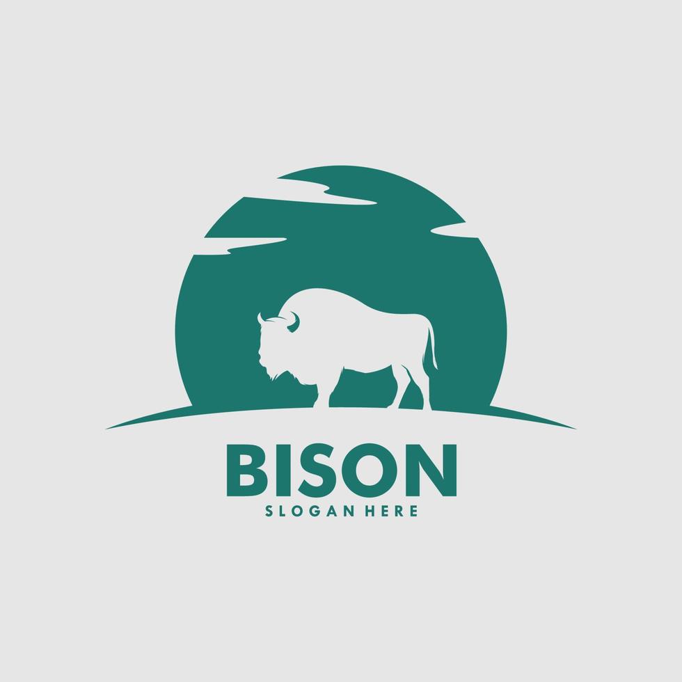 grande selvaggio bisonte semplice piatto logo design concetto vettore