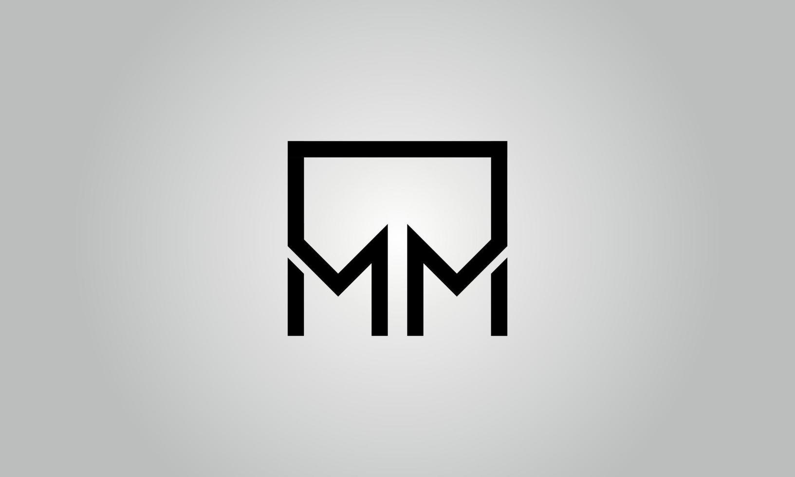 lettera mm logo design. mm logo con piazza forma nel nero colori vettore gratuito vettore modello.