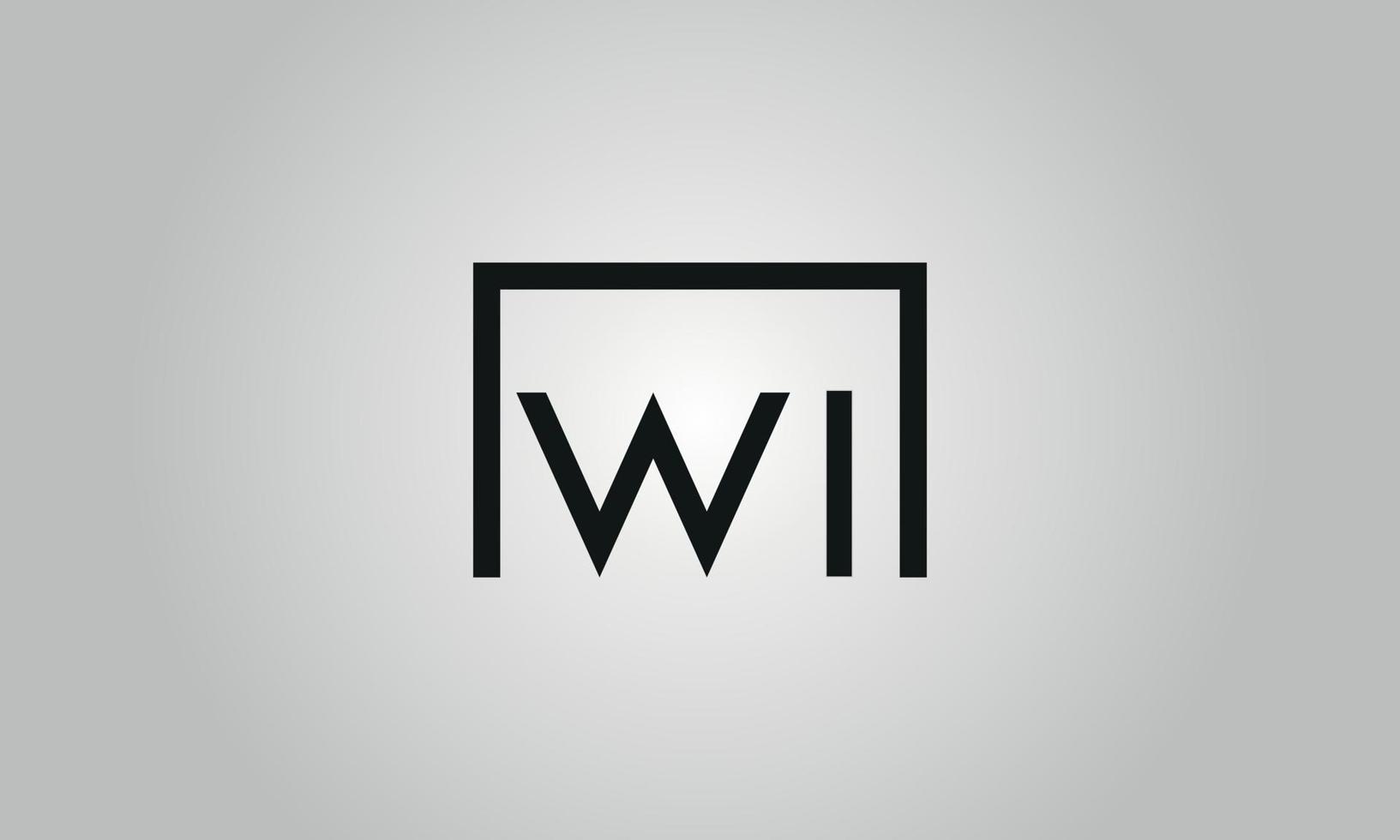 lettera wi logo design. wi logo con piazza forma nel nero colori vettore gratuito vettore modello.