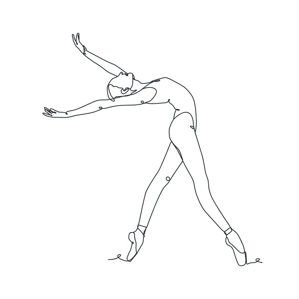 continuo linea disegno illustrazione di balletto ballerino vettore