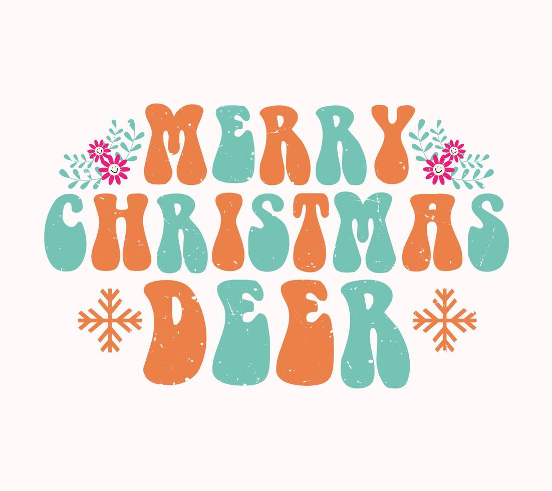 allegro Natale cervo lettering vettore