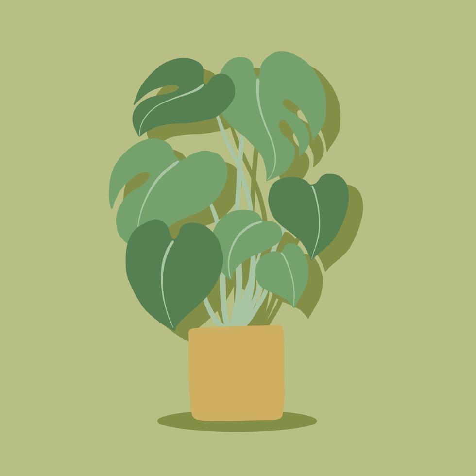 semplicità monstera pianta disegno a mano libera design piatto. vettore