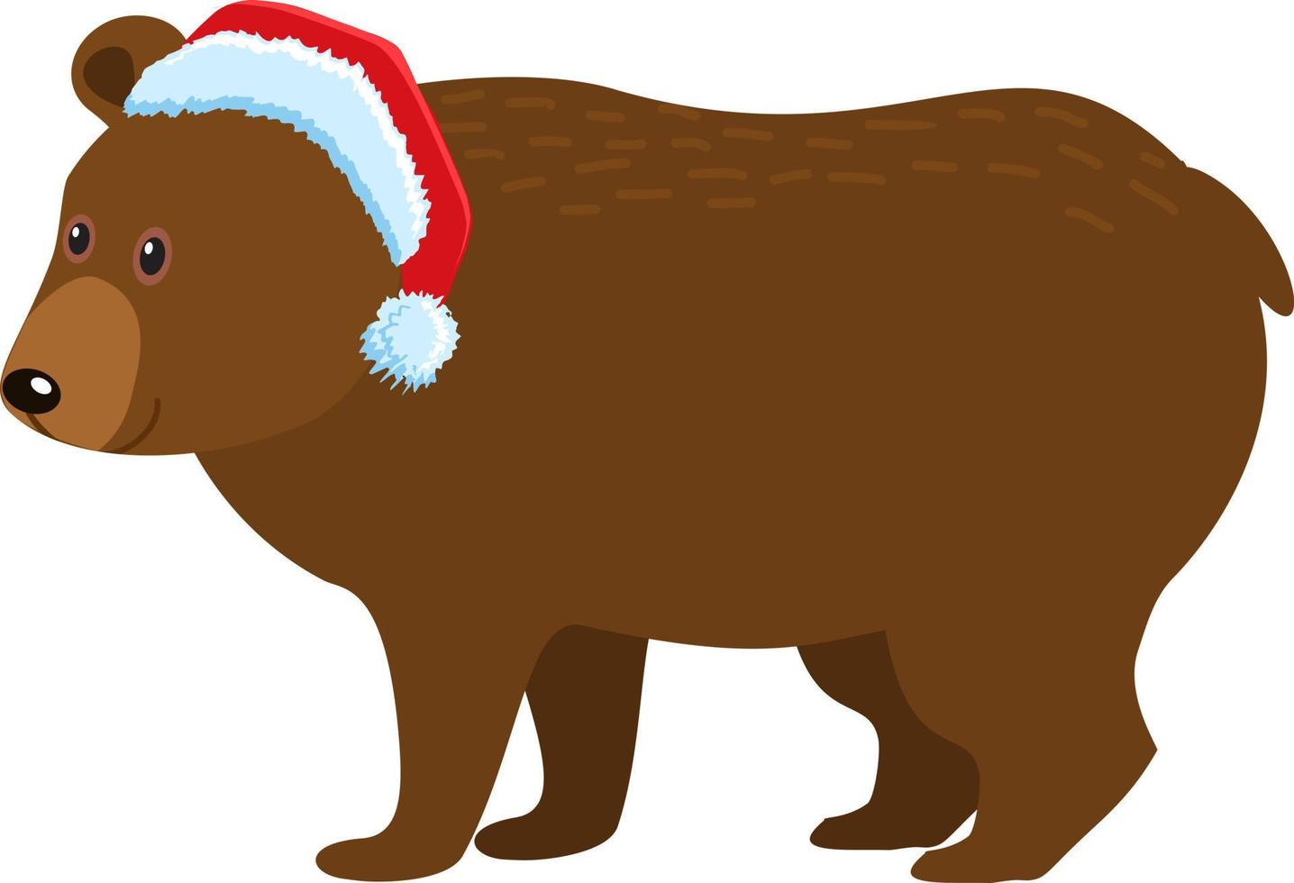 divertente e carino orso indossare Babbo Natale cappello e sorridente e Natale vettore