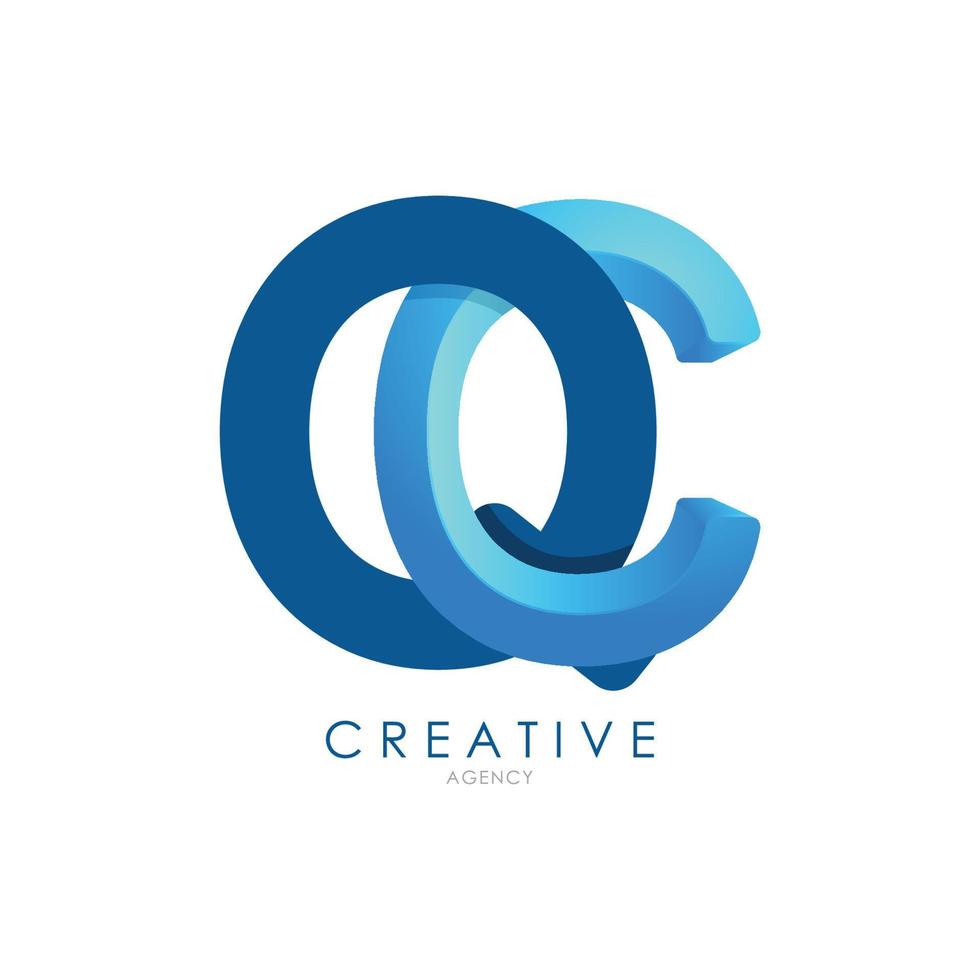 3d qc lettera design logo modello per attività commerciale e aziendale identità vettore