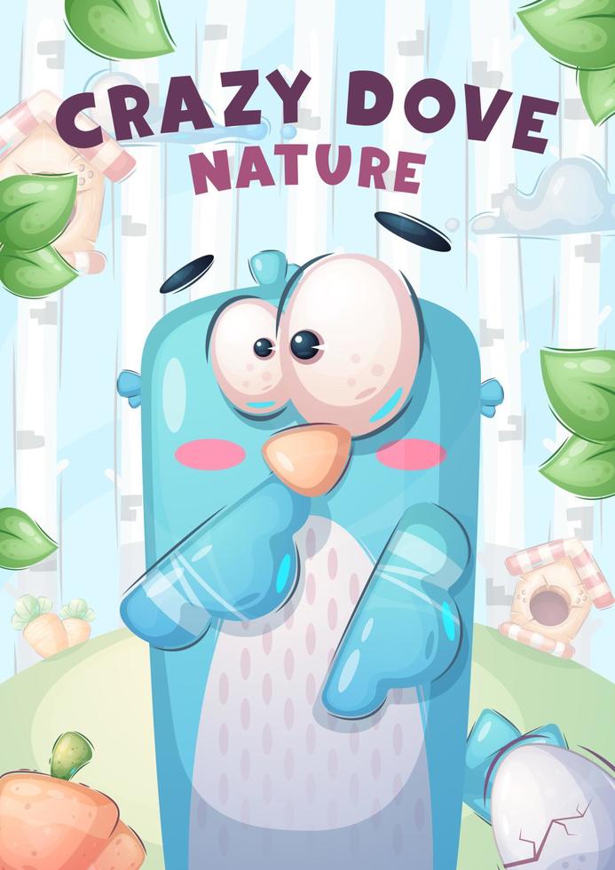 cartone animato personaggio adorabile animale uccello colomba. vettore