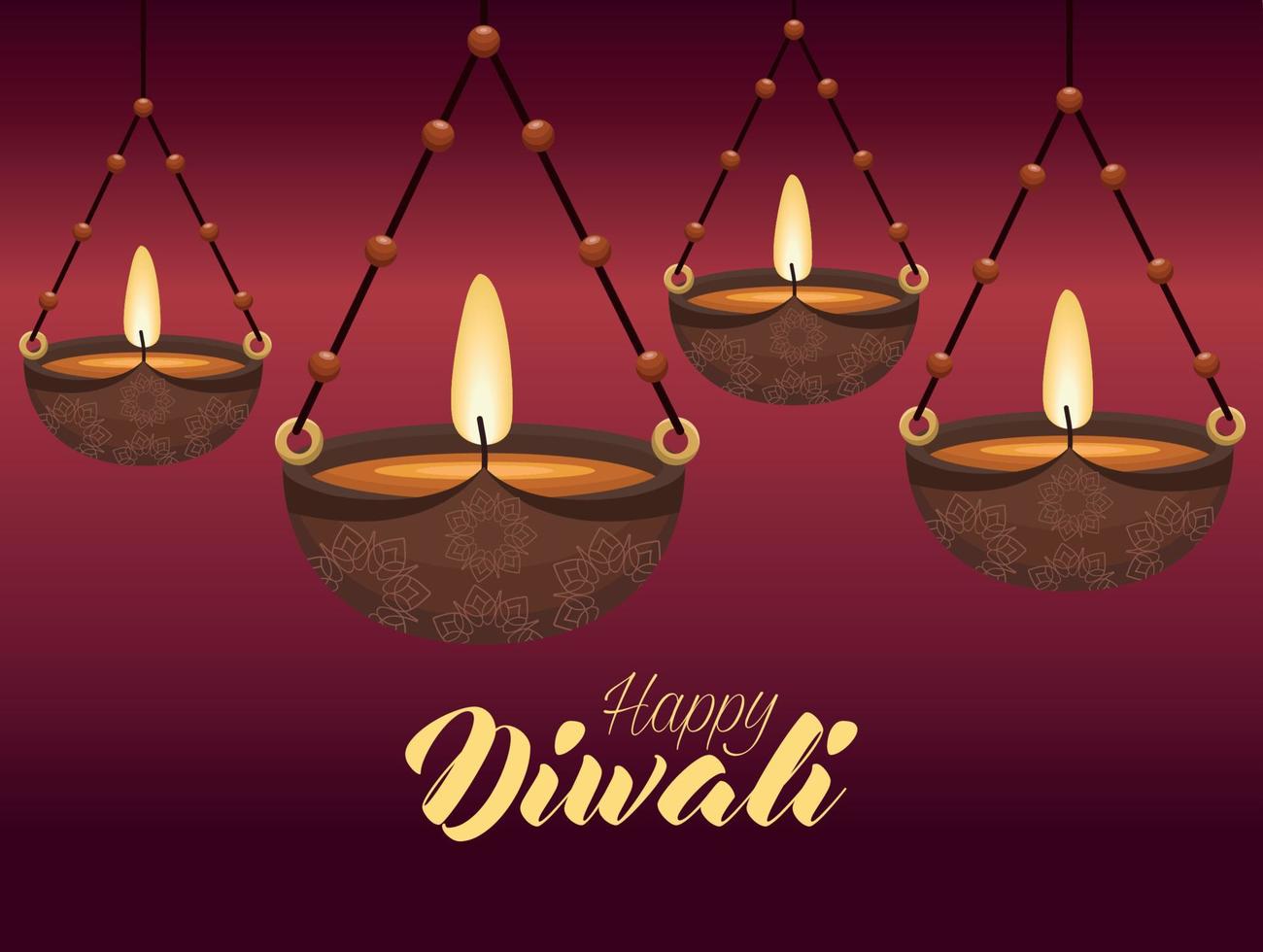 contento Diwali lettering manifesto vettore