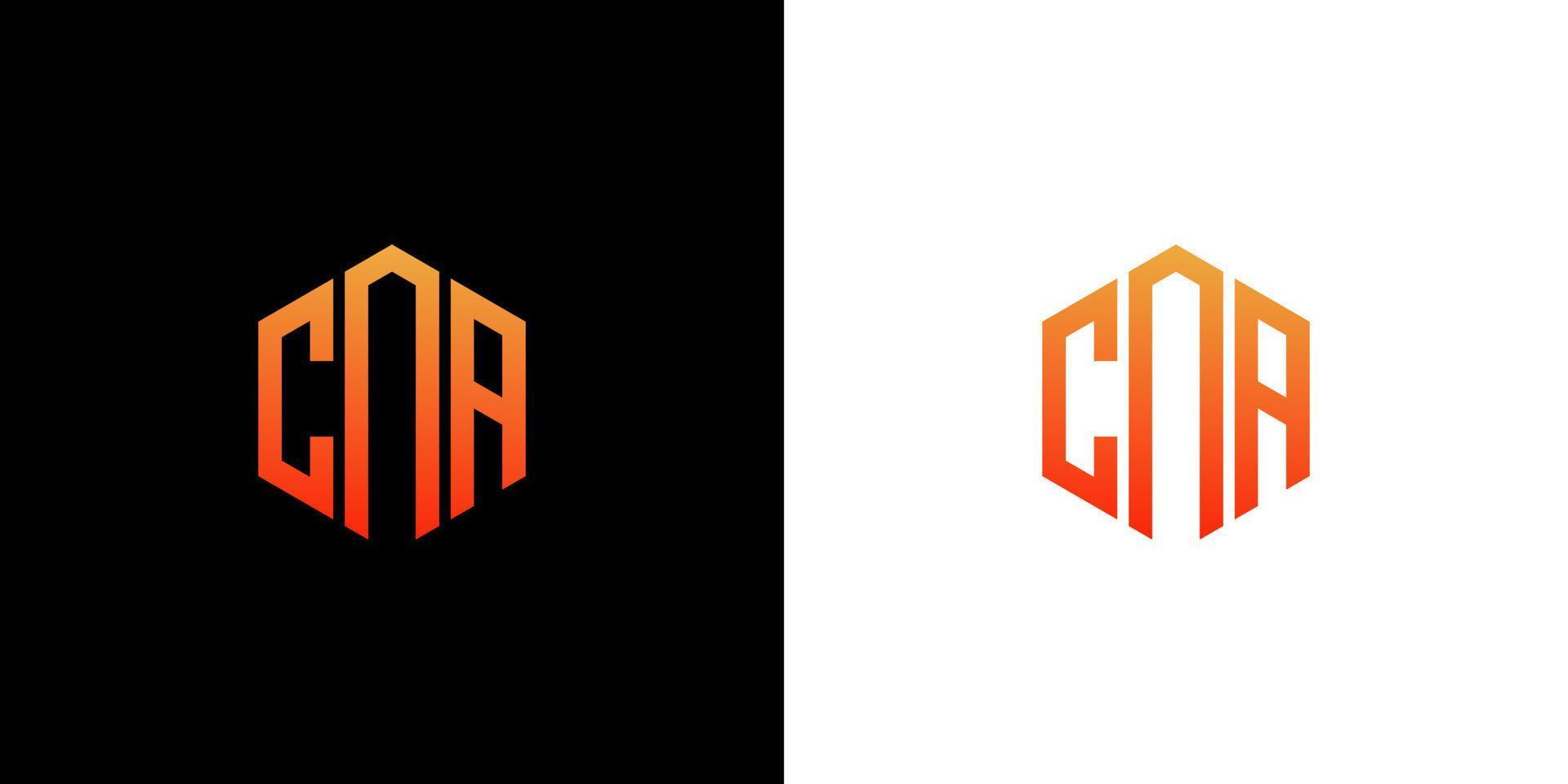 cna lettera logo design poligono monogramma icona modello vettoriale