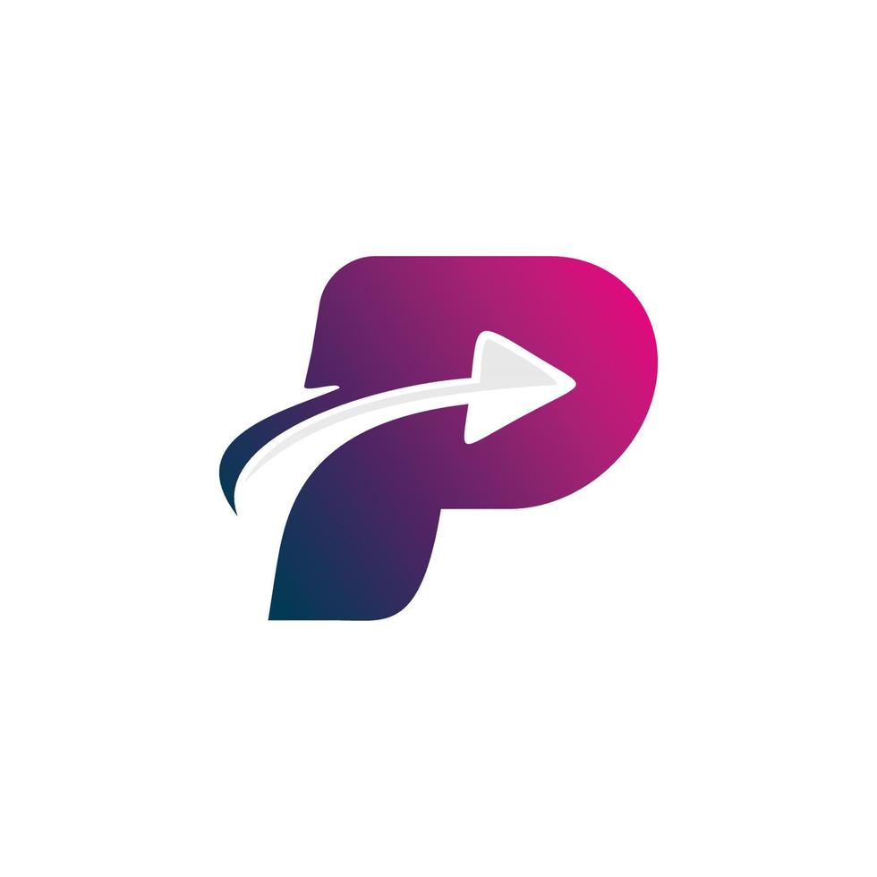lettera p freccia logo design vettore