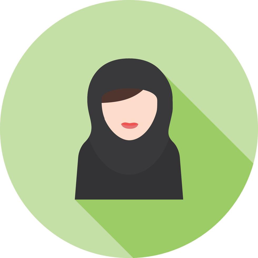 islamico donna piatto lungo ombra icona vettore