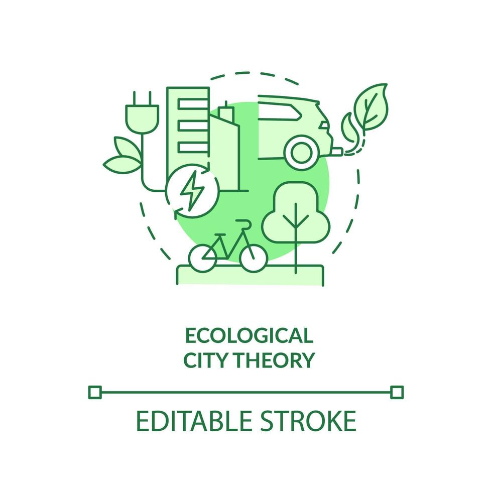 ecologico città teoria verde concetto icona. sostenibilità nel urbano pianificazione astratto idea magro linea illustrazione. ecocittà. isolato schema disegno. modificabile ictus. vettore