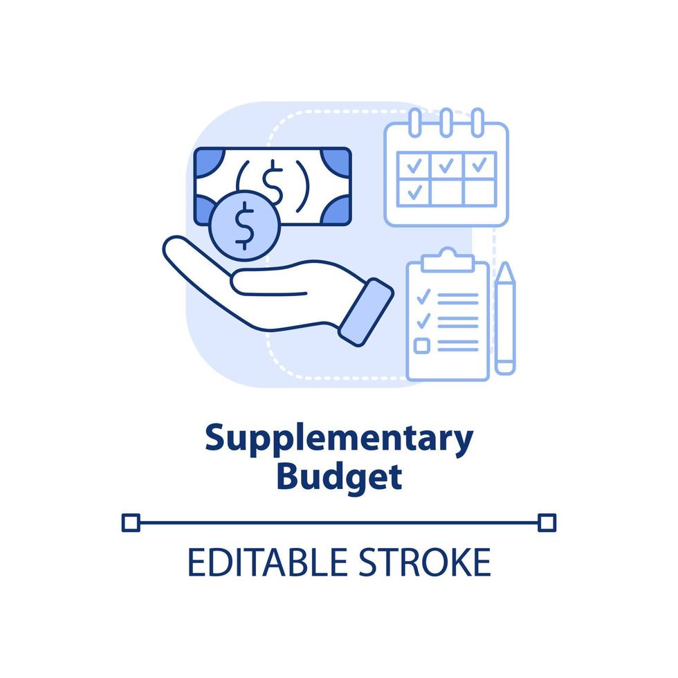 supplementare bilancio leggero blu concetto icona. addizionale programma. budgeting genere astratto idea magro linea illustrazione. isolato schema disegno. modificabile ictus. vettore