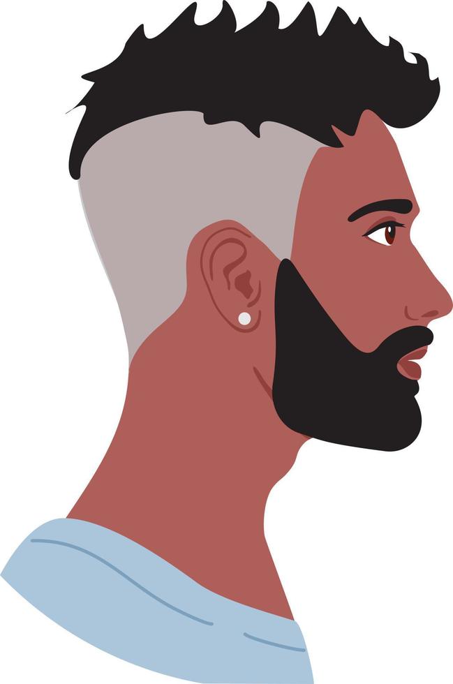 profilo ritratto di multirazziale uomini isolato piatto cartone animato le persone. maschio profilo viso, avatar persone carattere, persona ritratto icona vettore