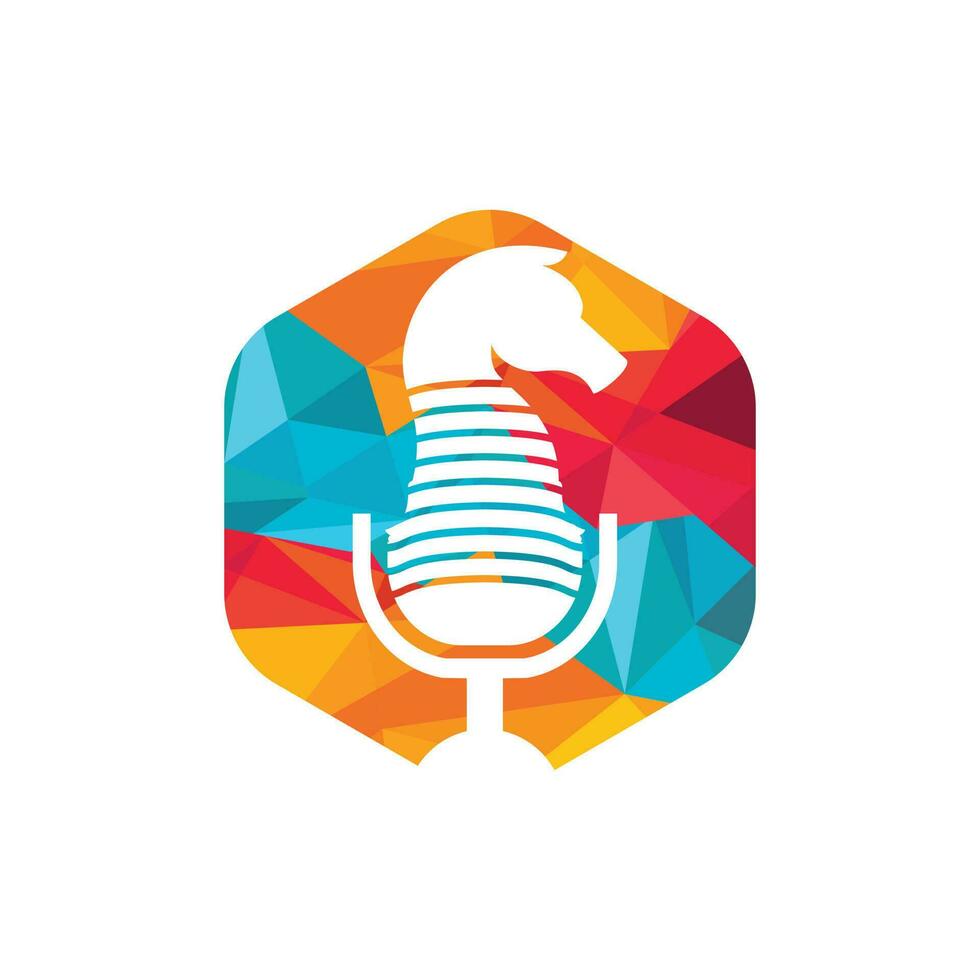 strategico Podcast vettore logo concetto. scacchi Podcast icona logo design modello.