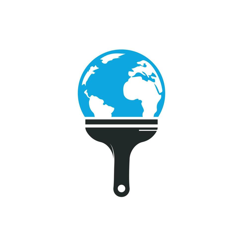dipingere spazzola e globo vettore logo design. globale dipingere icona logo concetto.