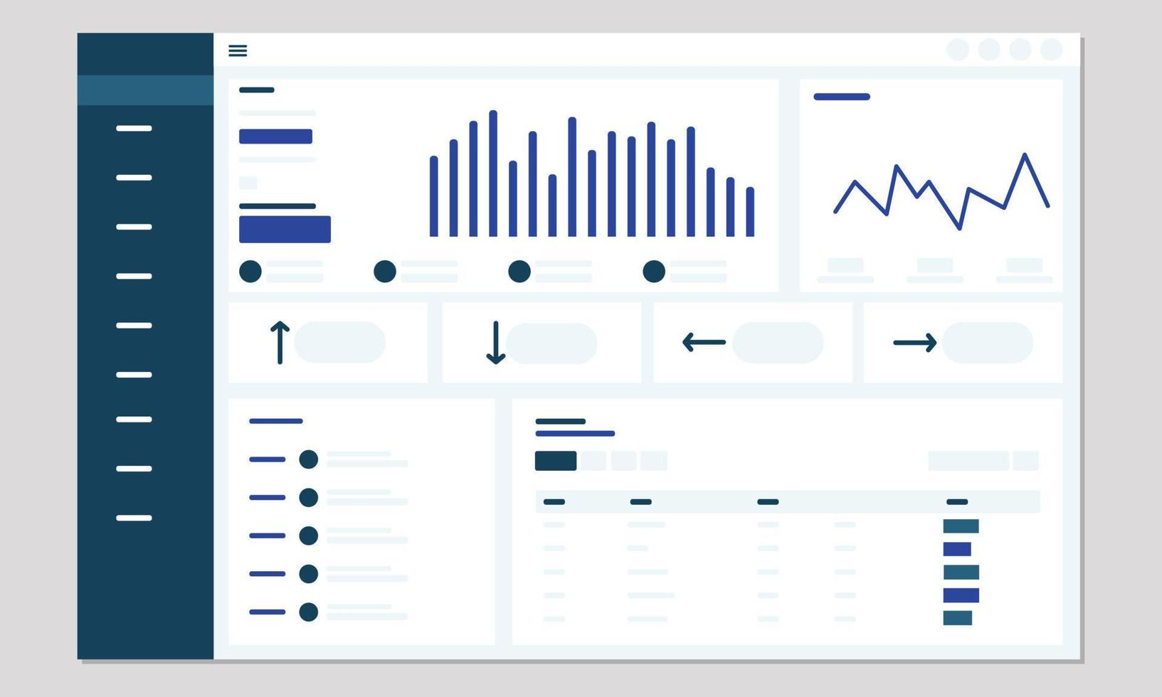 pannello di controllo ui piatto wireframe concetto illustrazione vettore