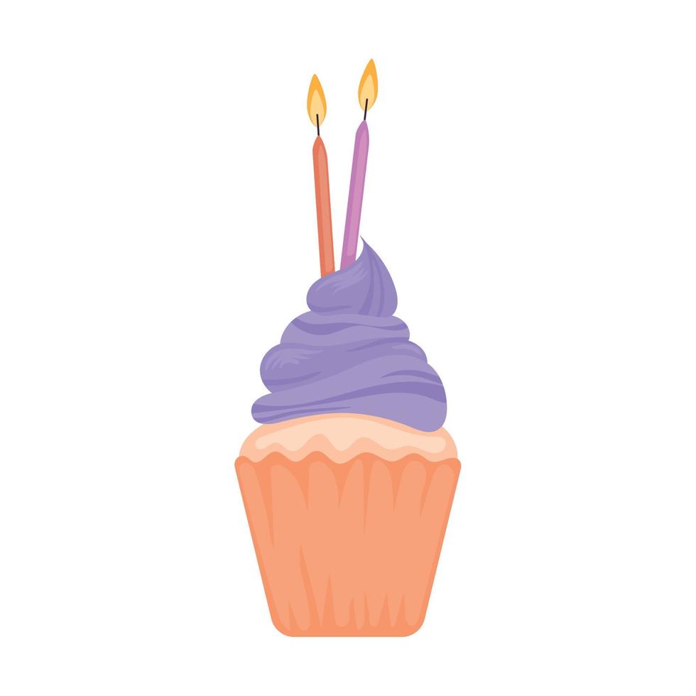 data di nascita Cupcake con candele icona vettore