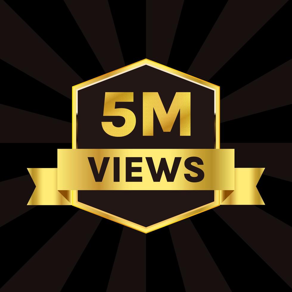 5 milioni visualizzazioni o 5m visualizzazioni celebrazione sfondo design vettore