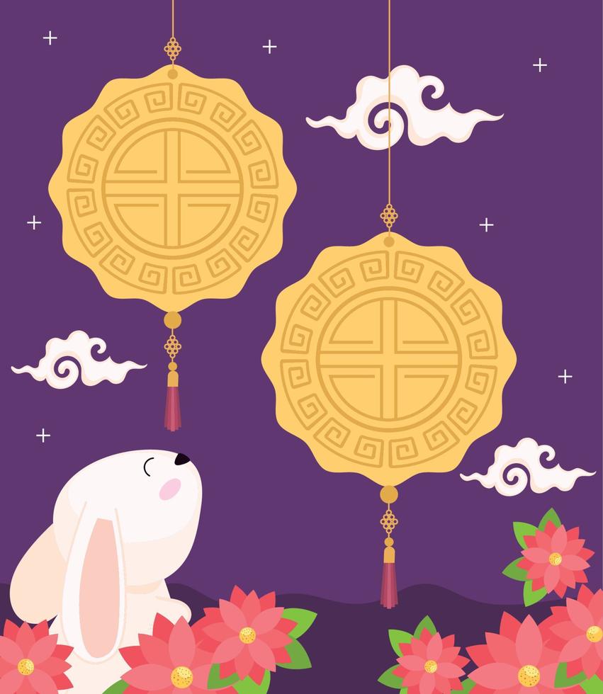 scena del festival della luna cinese vettore