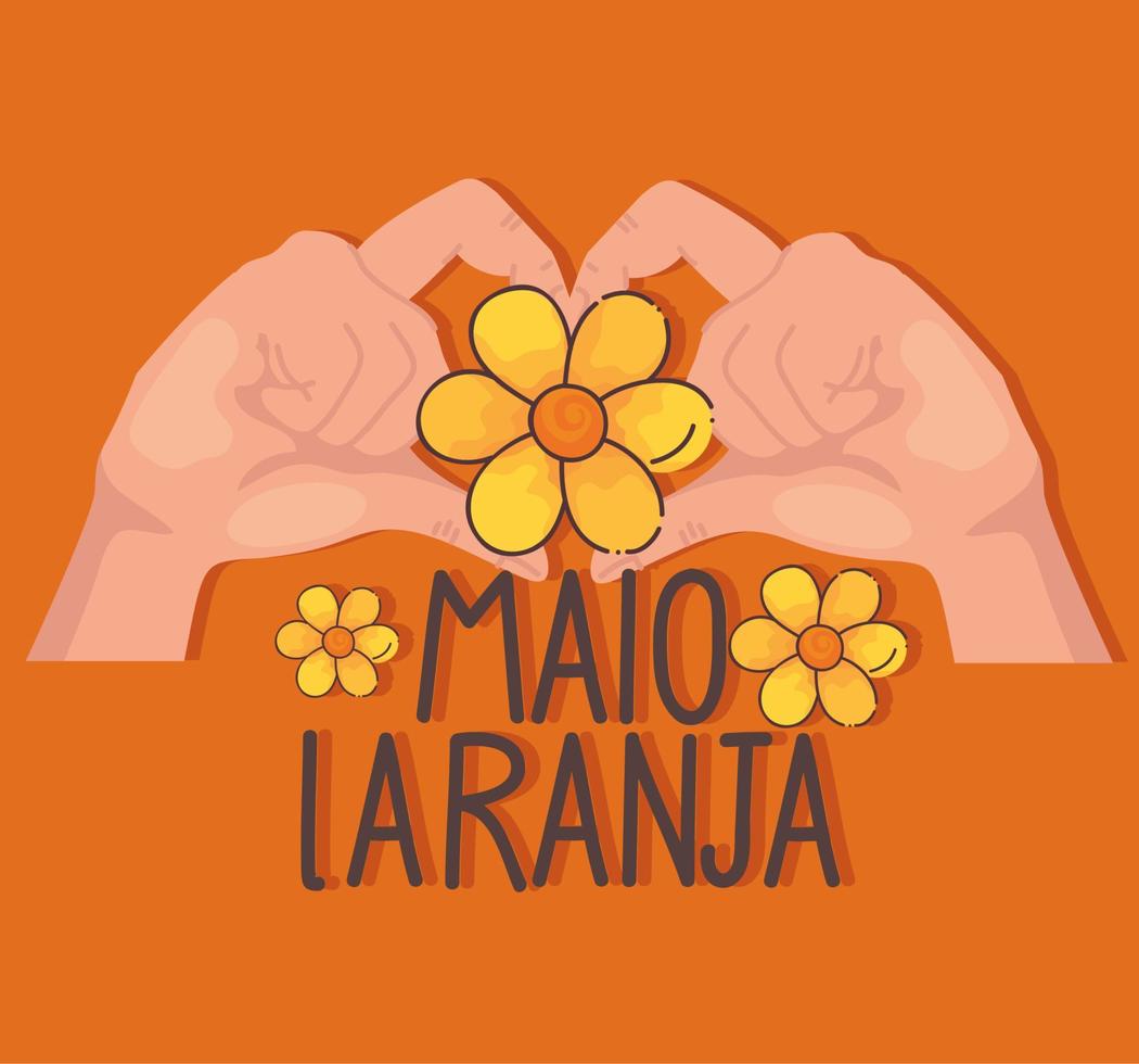 maio Laranja lettering manifesto vettore