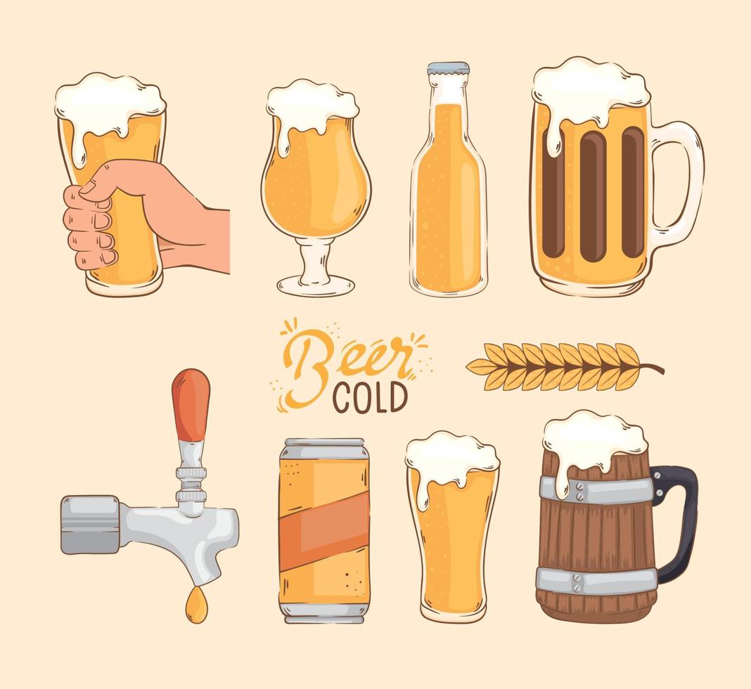 dieci birra freddo icone vettore