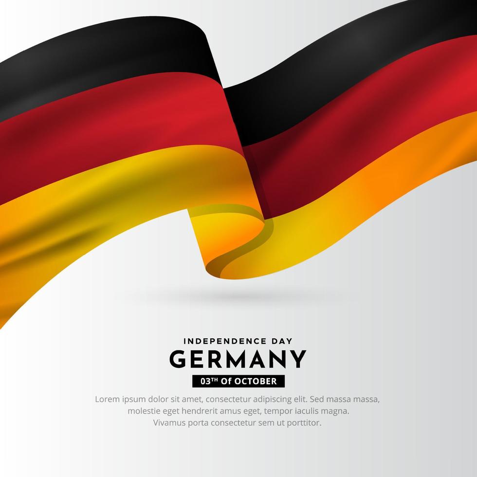 sorprendente tedeschi indipendenza giorno design sfondo con ondulato bandiera vettore. Tedesco unità giorno design vettore