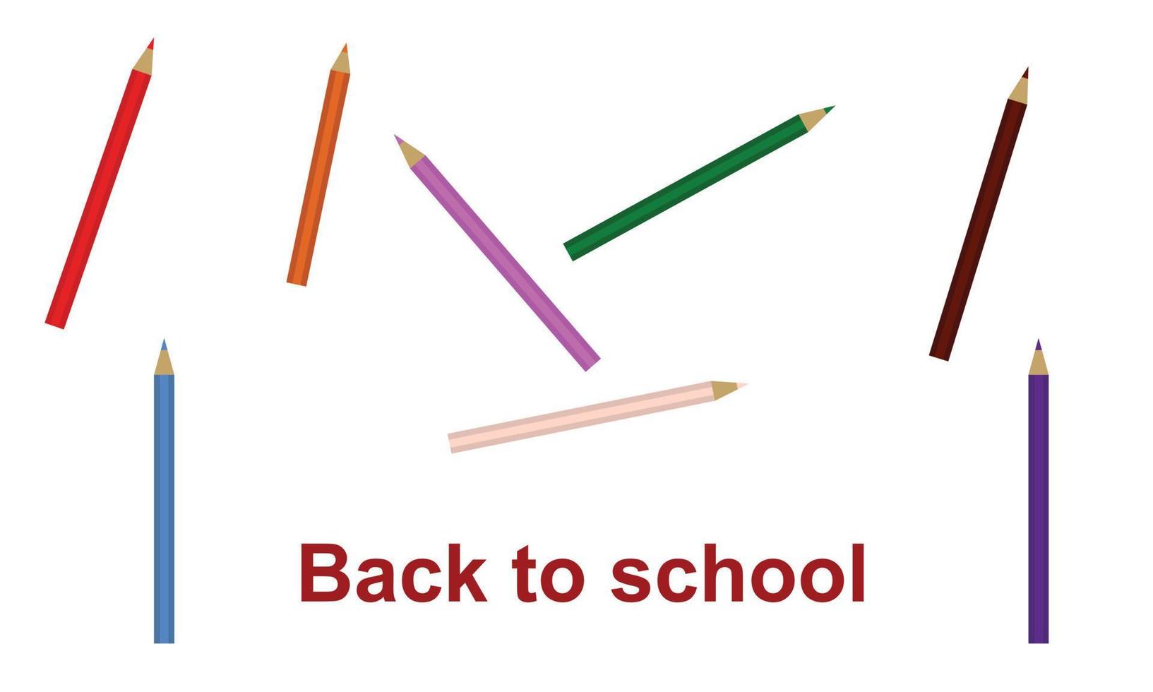 benvenuto indietro per scuola sfondo con matite, concetto di formazione scolastica bandiera con indietro per scuola lettering design vettore