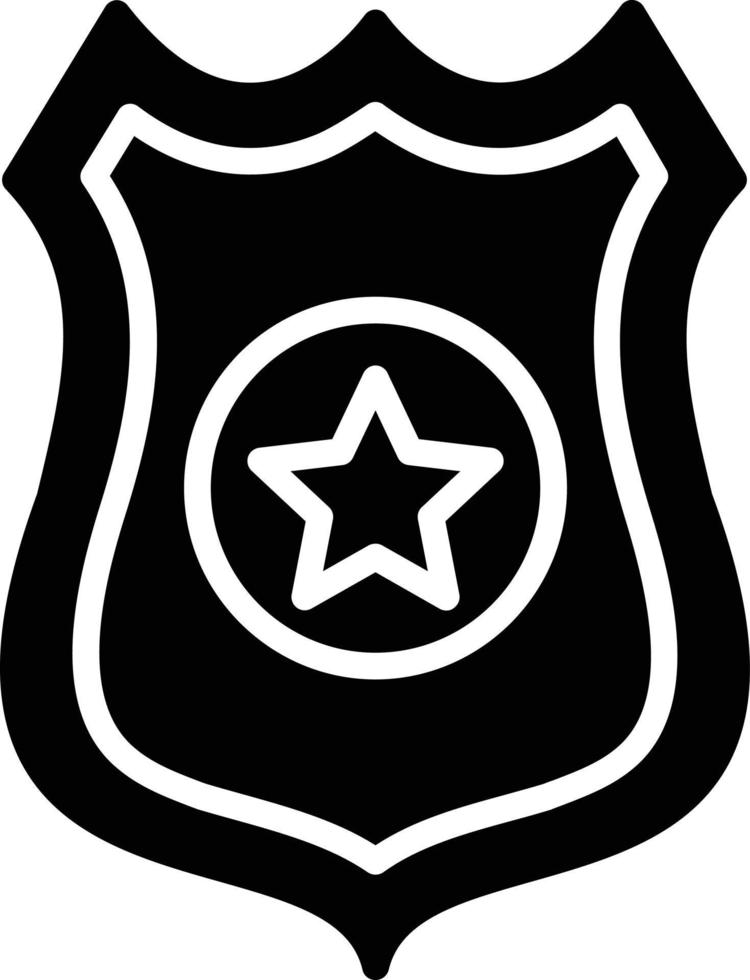 icona del glifo con distintivo della polizia vettore