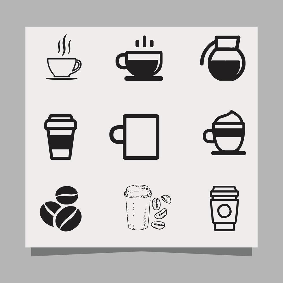 icone di caffè, caffè fagioli, caffè produttori, caffè tazze e altri disegnato su carta siamo molto adatto per icone, volantini, sociale media e altri vettore