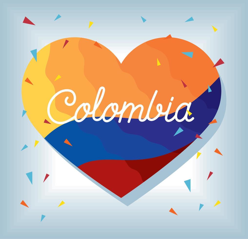cuore con bandiera colombiana vettore