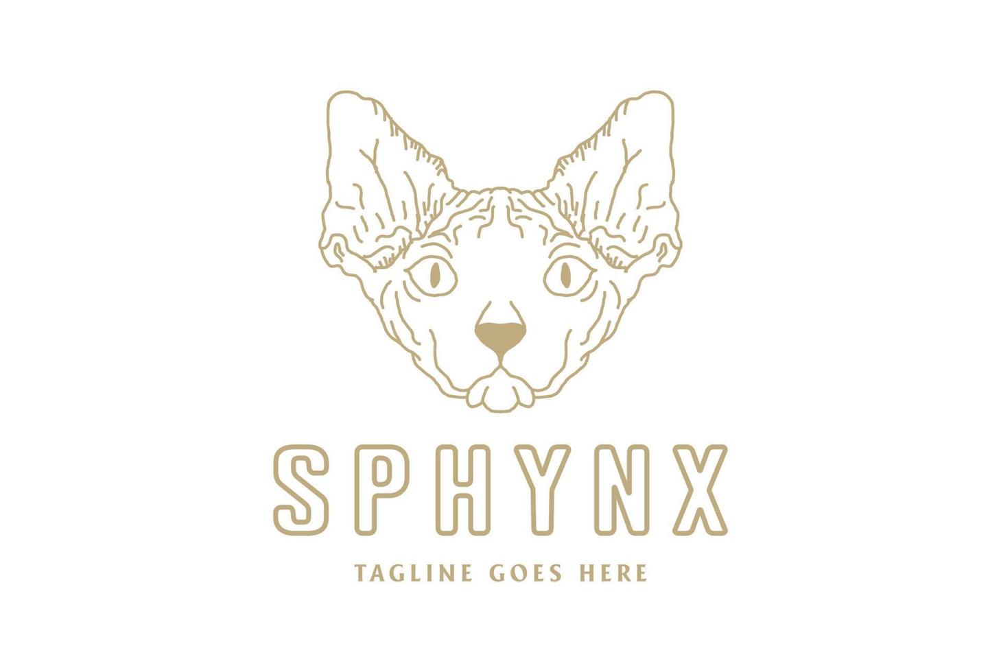 semplice Vintage ▾ animale sphynx gatto testa viso logo design vettore