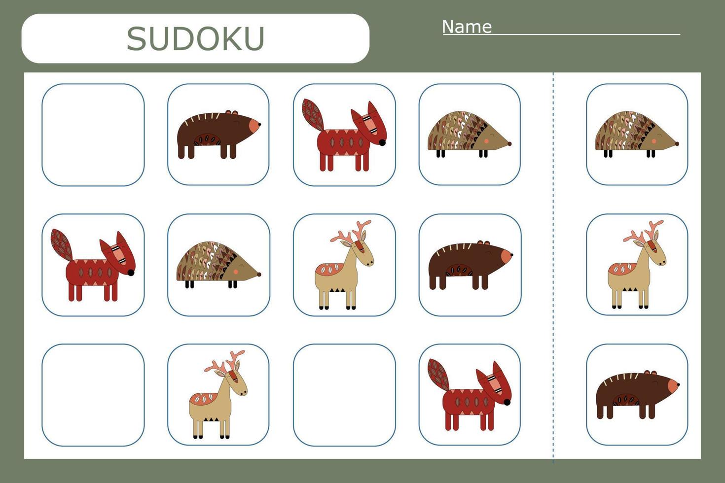 mosaico di sudoku per bambini. quadrato magico. gioco di puzzle di logica. illustrazione vettoriale