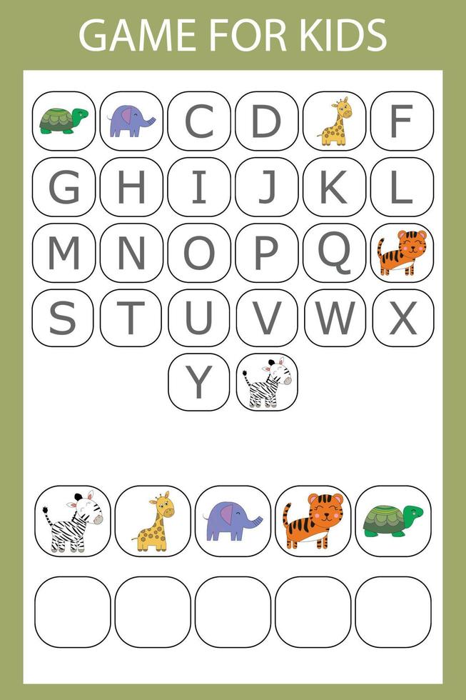 logica alfabetica per bambini in età prescolare. raccogliere la parola risolvendo l'enigma vettore