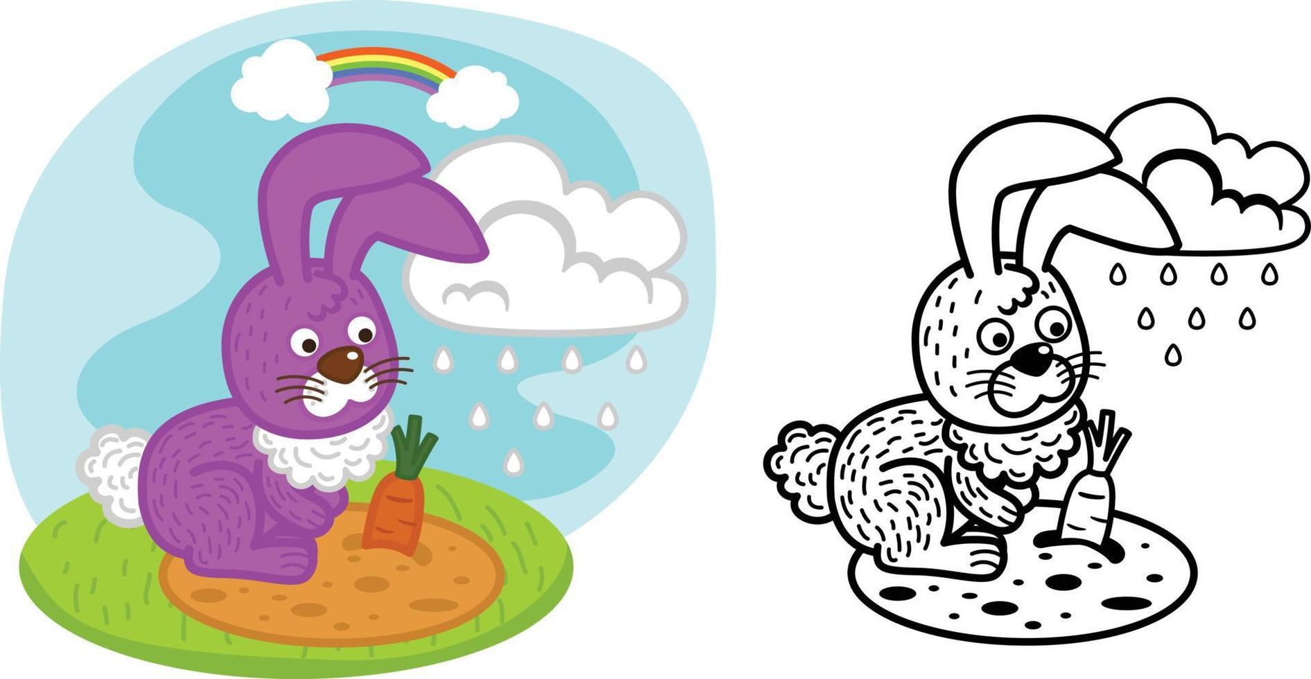 illustrazione di educativo colorazione libro cartone animato coniglio vettore