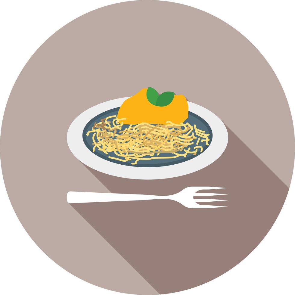 spaghetti bolognese piatto lungo ombra icona vettore