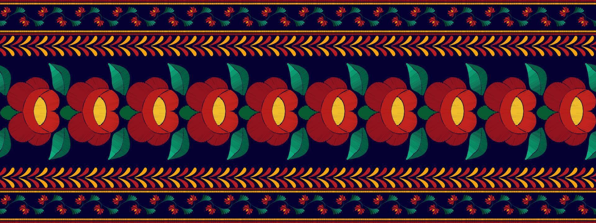 floreale ungherese polacco moravia popolare etnico senza soluzione di continuità modello design. azteco tessuto tappeto boho mandala tessile arredamento sfondo. tribale nativo motivo fiore tradizionale ricamo vettore