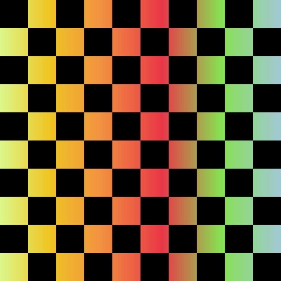 nero e arcobaleno quadrati senza cuciture pattern.checkered bandiera. illustrazione vettoriale. vettore