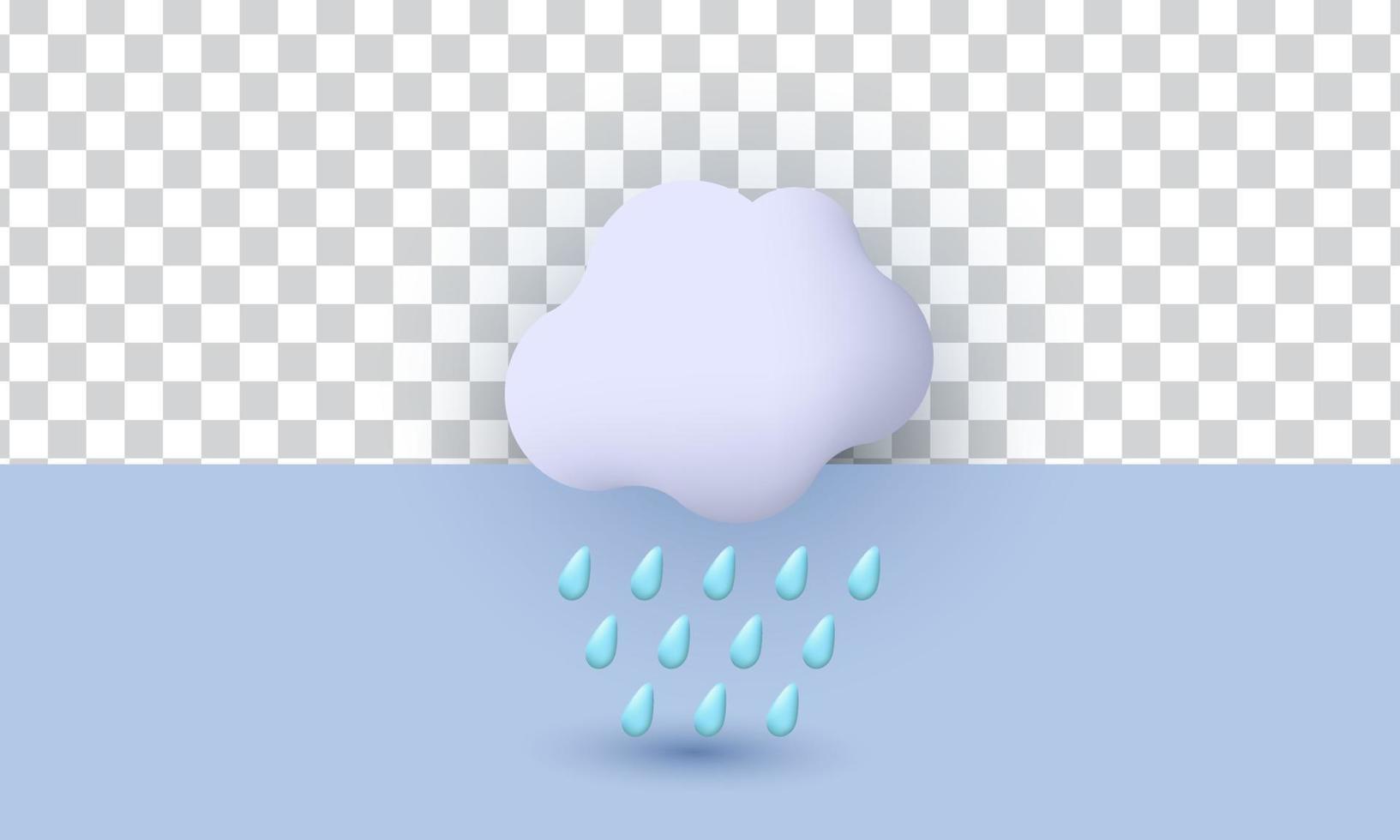 unico 3d realistico nube pesante pioggia vettore