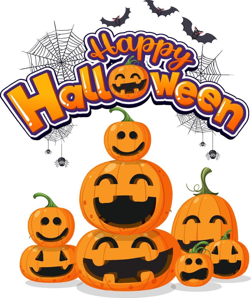 contento Halloween testo logo cartone animato concetto vettore